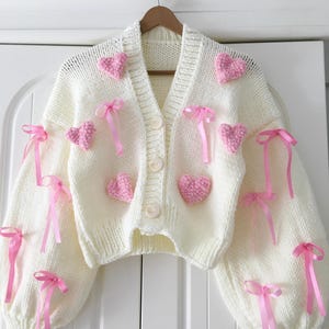 Handmade Pink Heart Cardigan